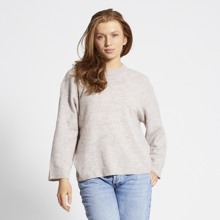 Basic knit sweater "Cathrine" Beige Melange